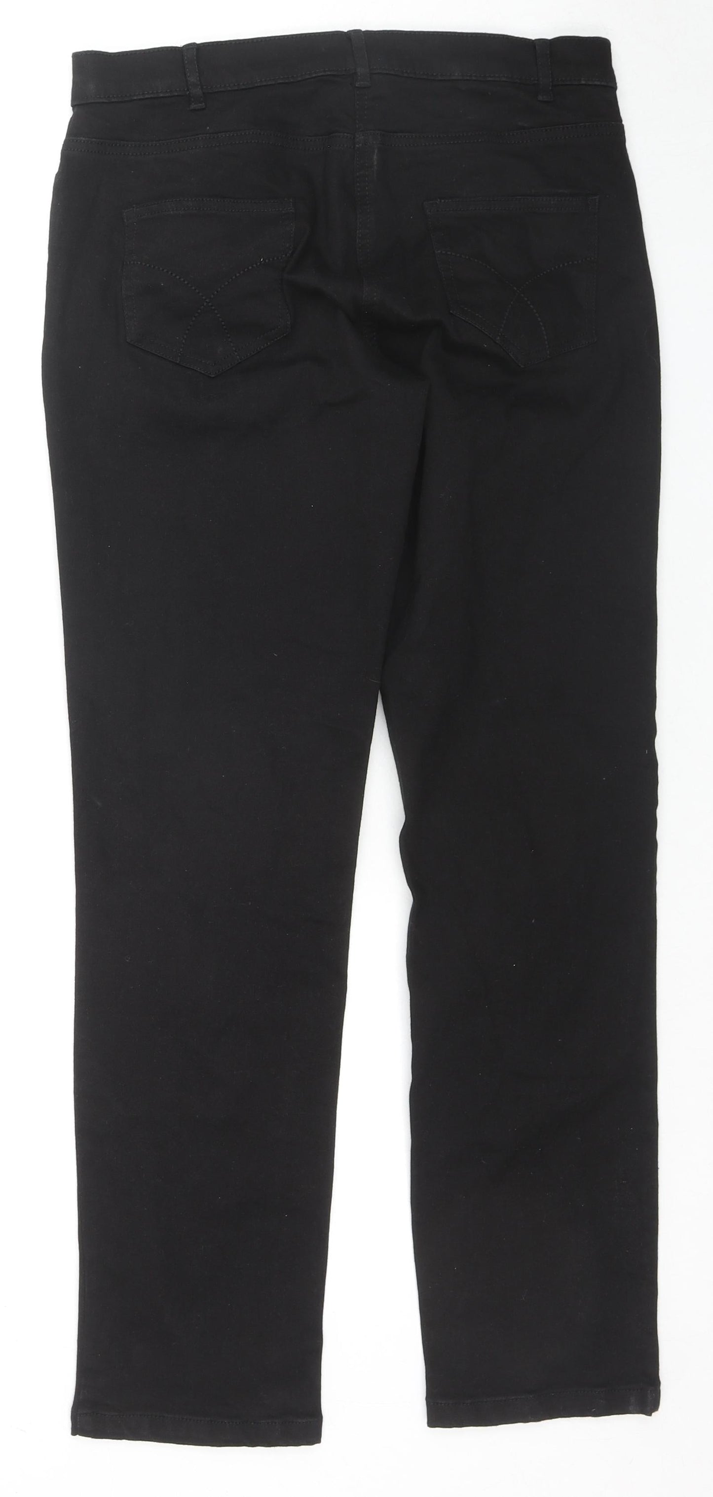 Brook Taverner Womens Black Cotton Straight Jeans Size 8 L29 in Regular Zip