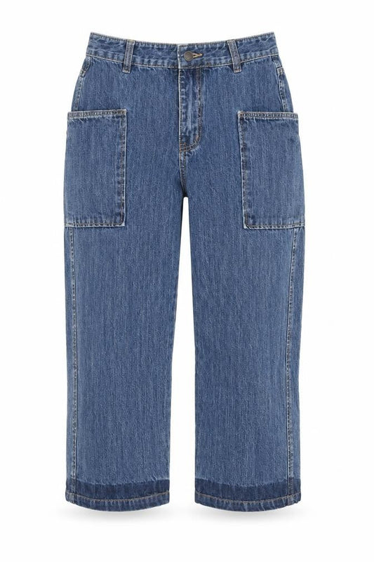 Epic Rare Womens Blue Cotton Cropped Jeans Size XS L21 in Regular Zip - Cargo Style