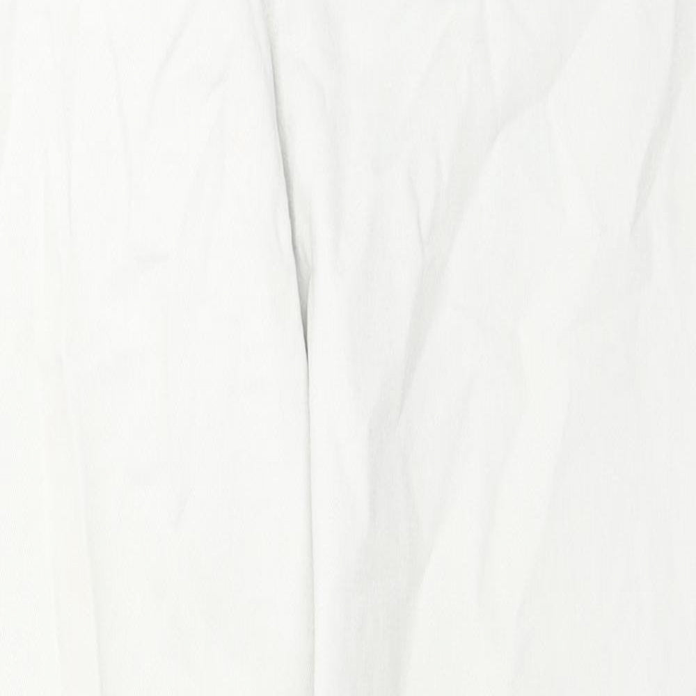 Marks and Spencer Womens Ivory Cotton Straight Jeans Size 14 L30 in Regular Zip