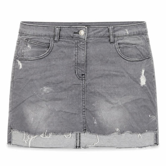 Parisian Signature Womens Grey Cotton Mini Skirt Size 14 Zip - Distressed