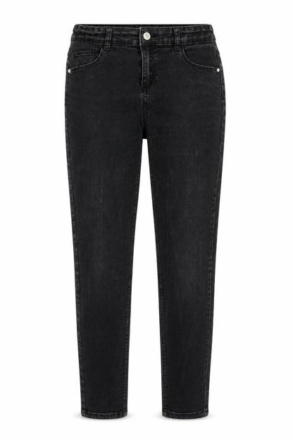 Front view of Denim & Co. girls’ black cotton skinny jeans, size 12-13, years, 25-inch leg regular zip