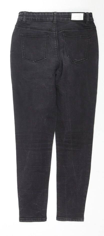 Back view of Denim & Co. girls’ black cotton skinny jeans, size 12-13, years, 25-inch leg regular zip