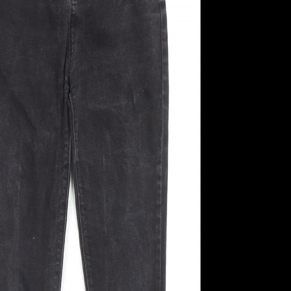 Close-up detail of Denim & Co. girls’ black cotton skinny jeans, size 12-13, years, 25-inch leg regular zip