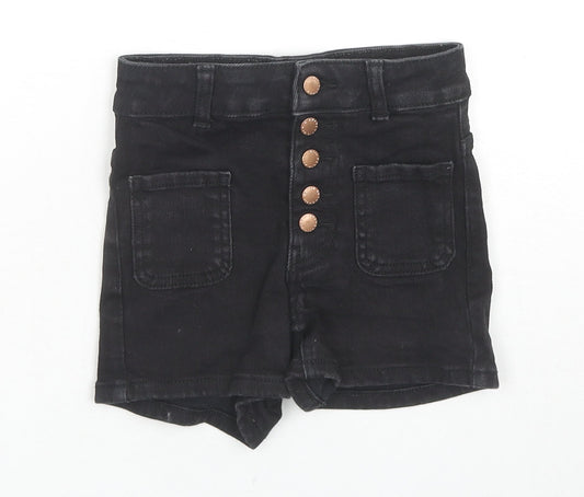 New Look Girls Black Cotton Hot Pants Shorts Size 9 Years L3 in Regular Zip