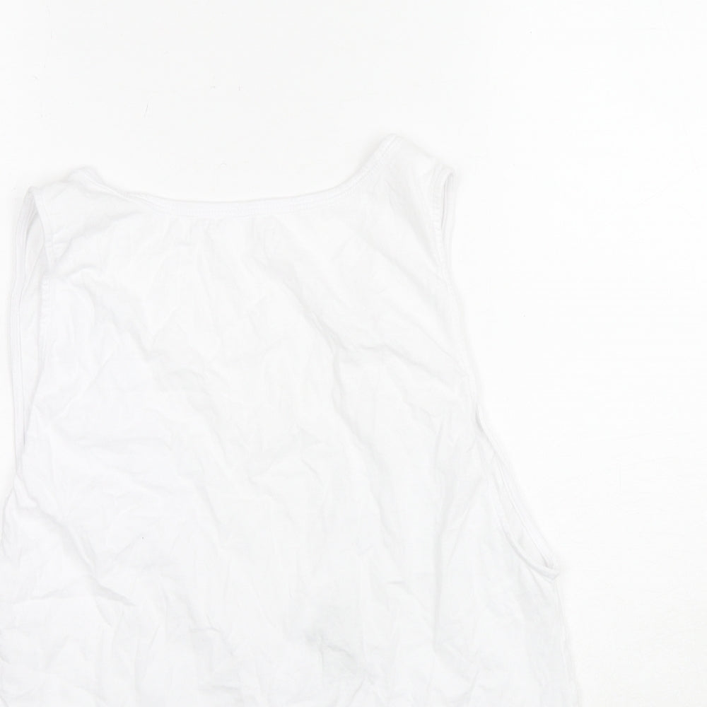 ASOS Womens White Cotton Basic Tank Size 12 Round Neck