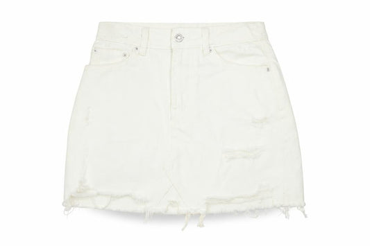 Denim & Co. Womens Ivory Cotton Mini Skirt Size 4 Zip