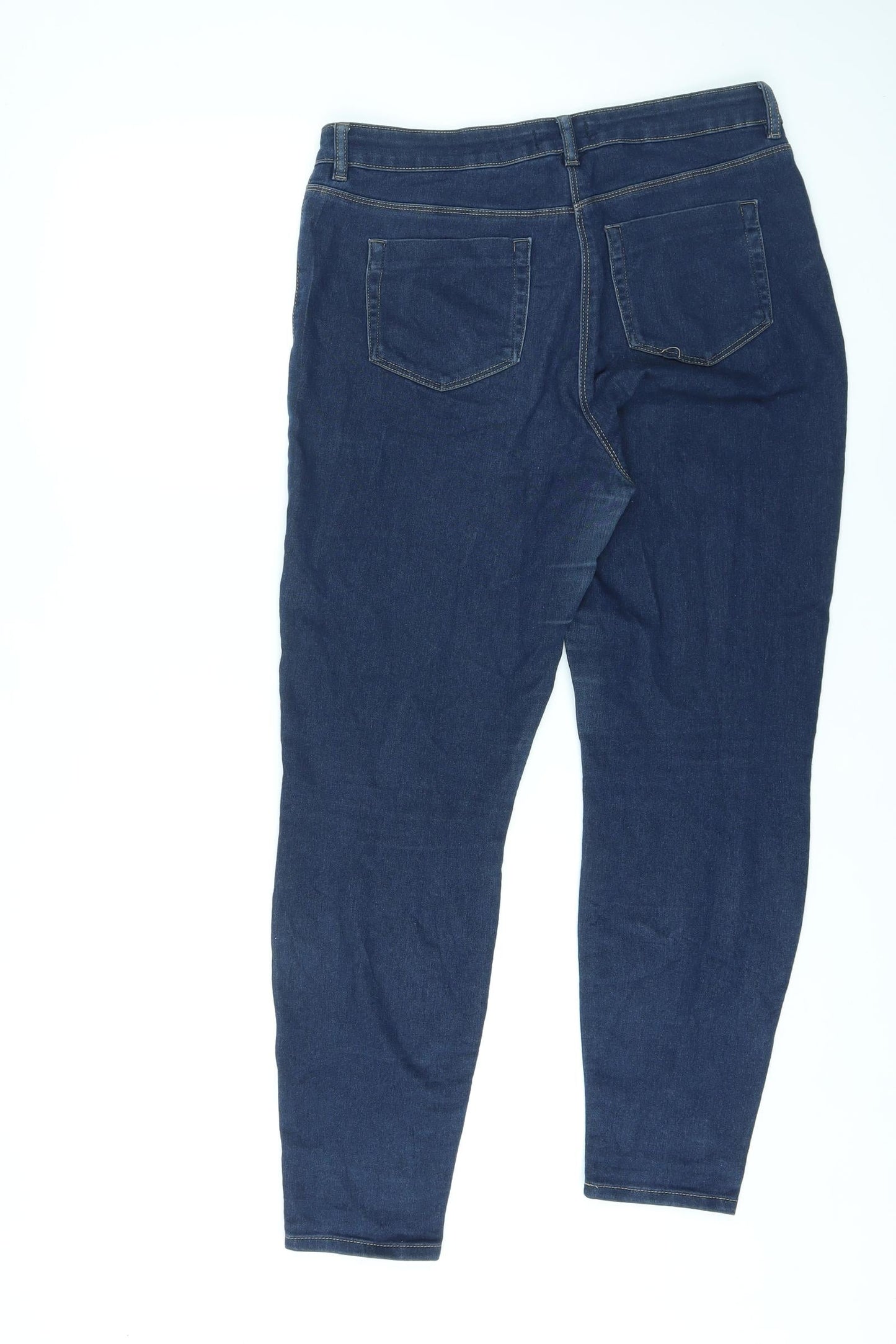 Papaya Womens Blue Cotton Skinny Jeans Size 12 L26 in Regular Zip