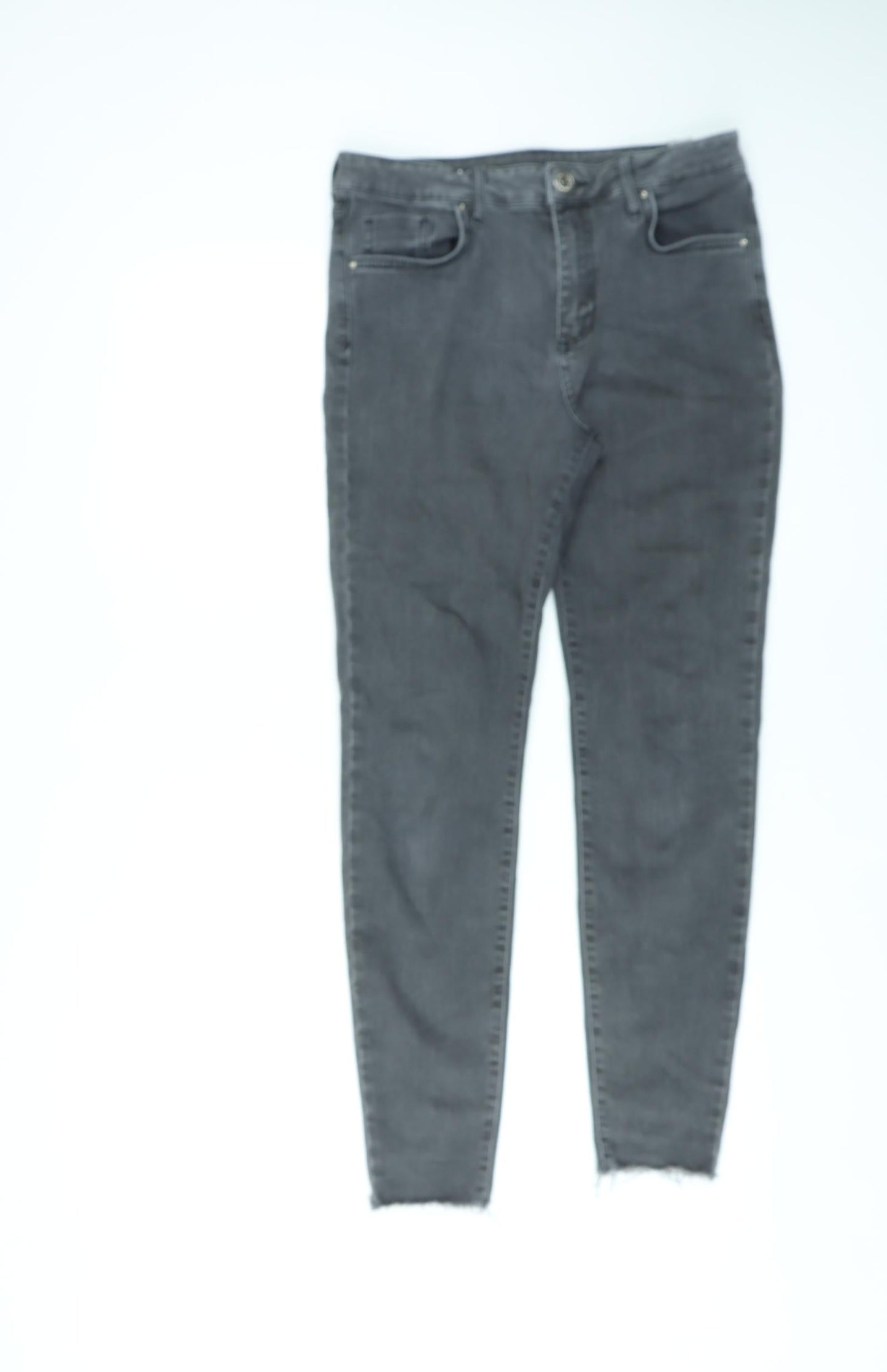 Marks and Spencer Womens Grey Cotton Skinny Jeans Size 12 L28 in Regular Zip