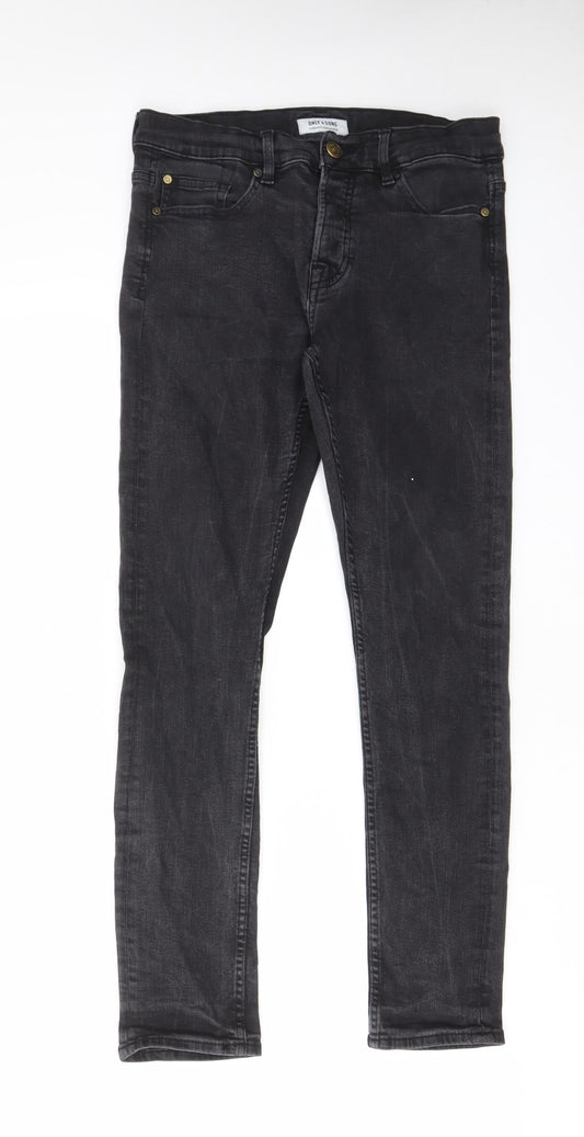 ONLY & SONS Mens Black Cotton Skinny Jeans Size 30 in L30 in Regular Zip - Pockets, Belt Loops