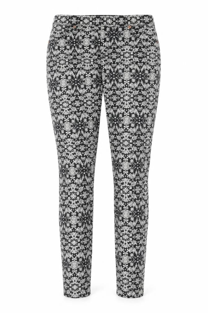 H&M Womens Beige Fair Isle Cotton Jegging Jeans Size 10 L29 in Regular
