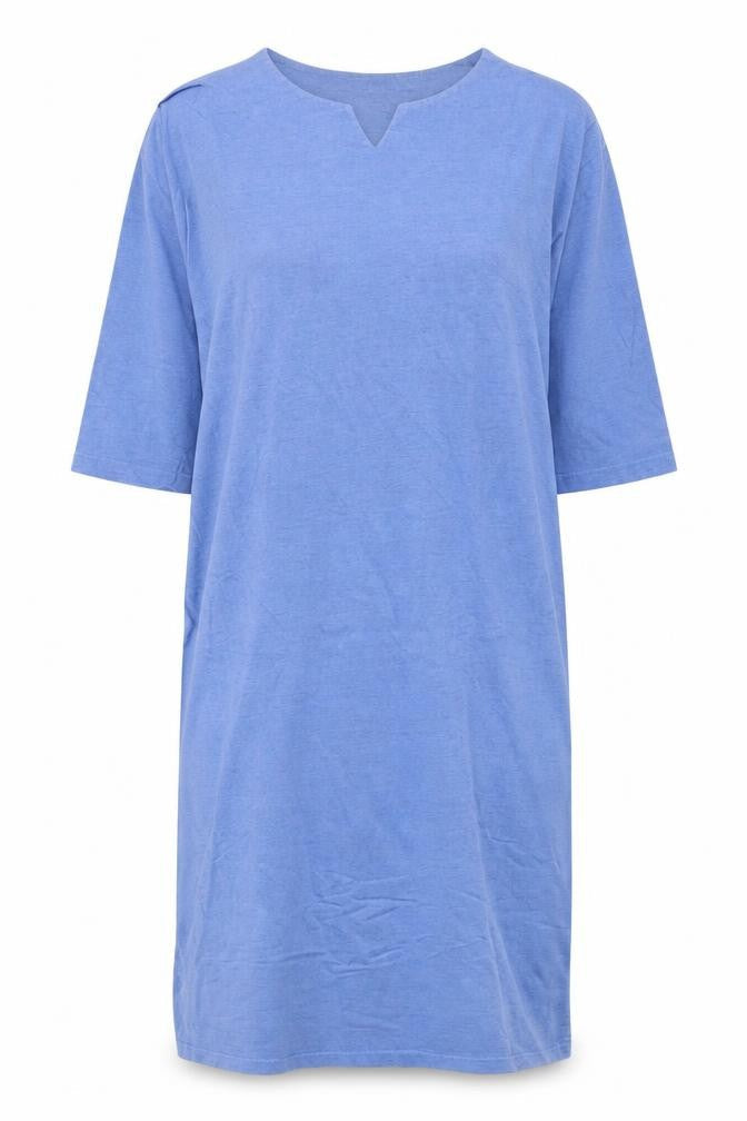 Cypress Womens Blue Cotton A-Line Size M V-Neck Pullover - Pockets