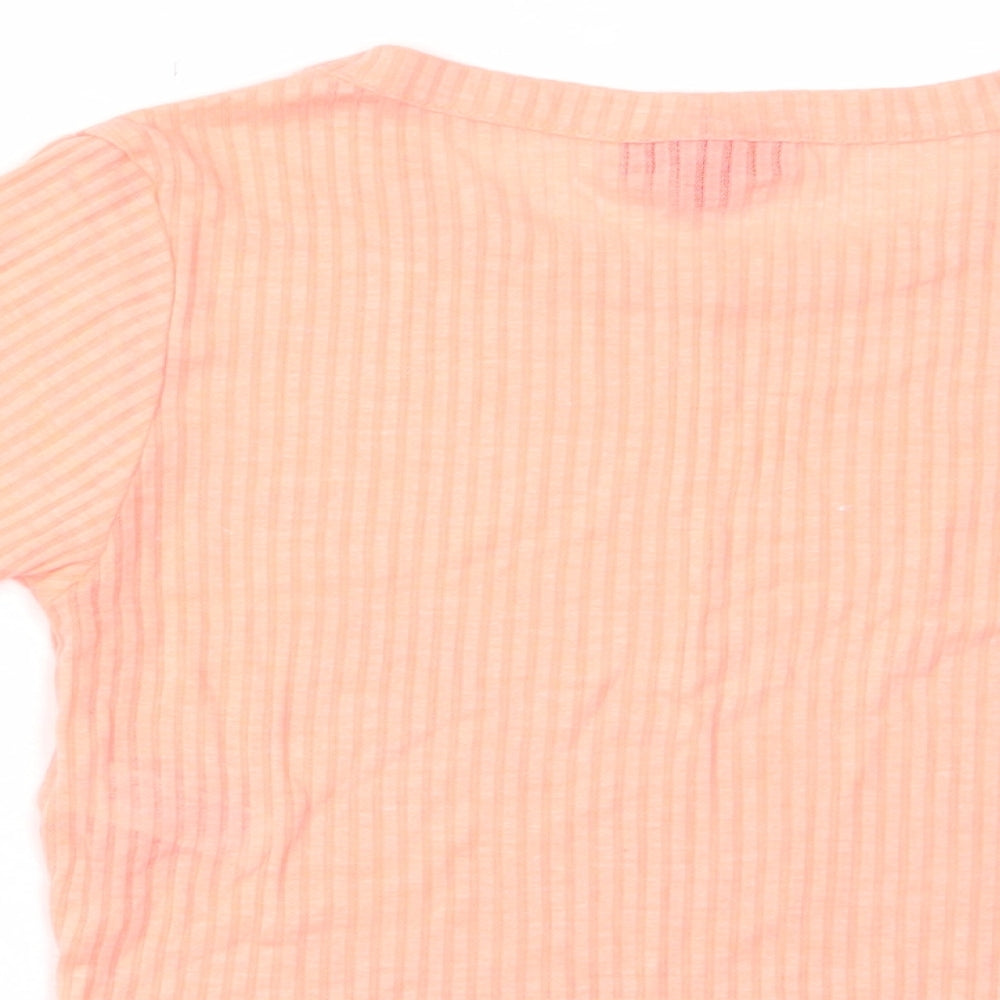 Topshop Womens Pink Polyester Cropped T-Shirt Size 10 Crew Neck