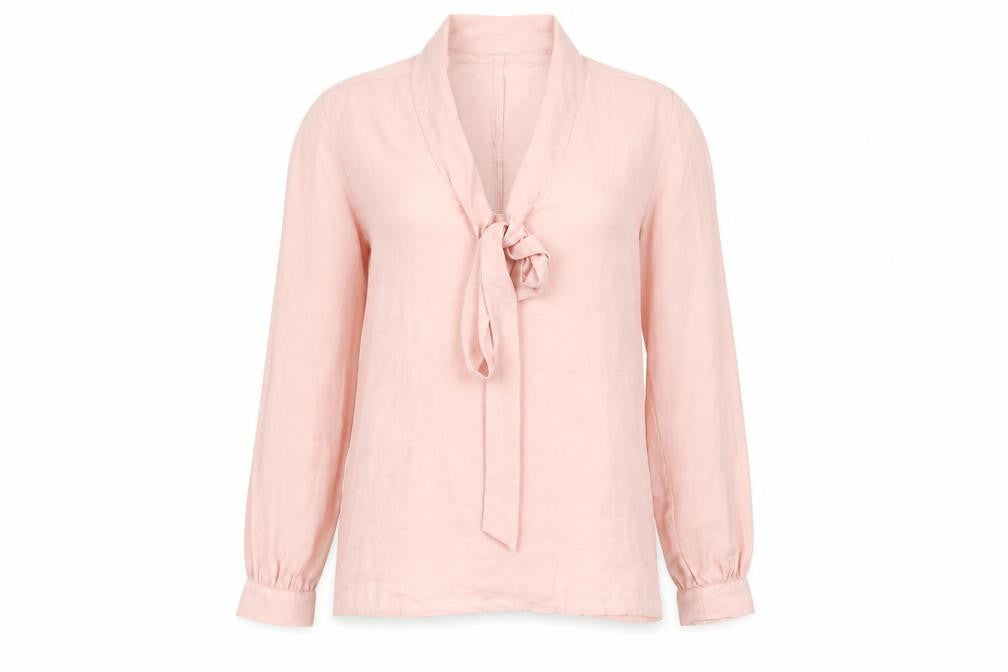 H&M Womens Pink Polyester Basic Blouse Size 8 V-Neck