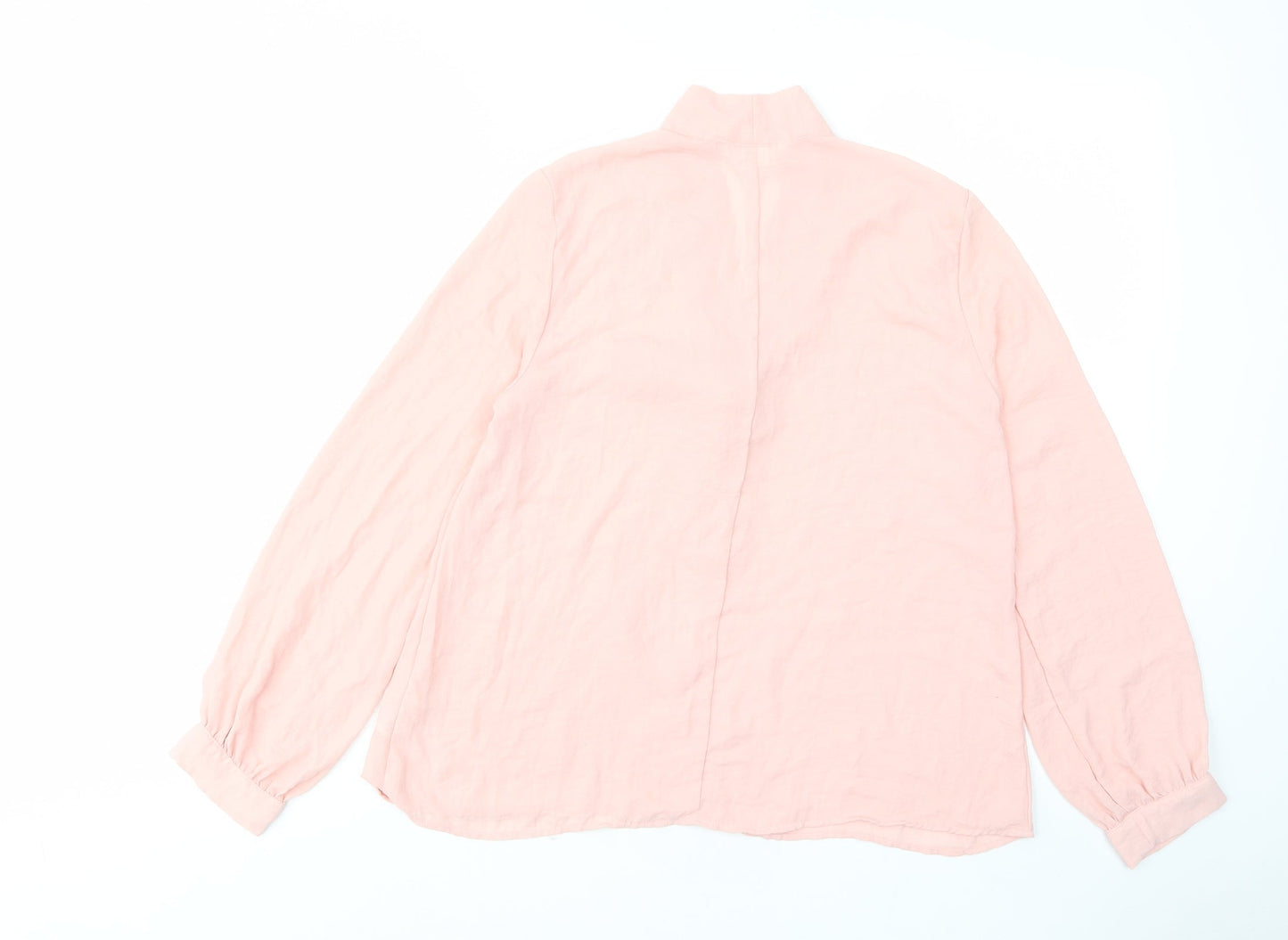 H&M Womens Pink Polyester Basic Blouse Size 8 V-Neck