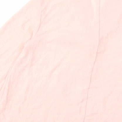 H&M Womens Pink Polyester Basic Blouse Size 8 V-Neck