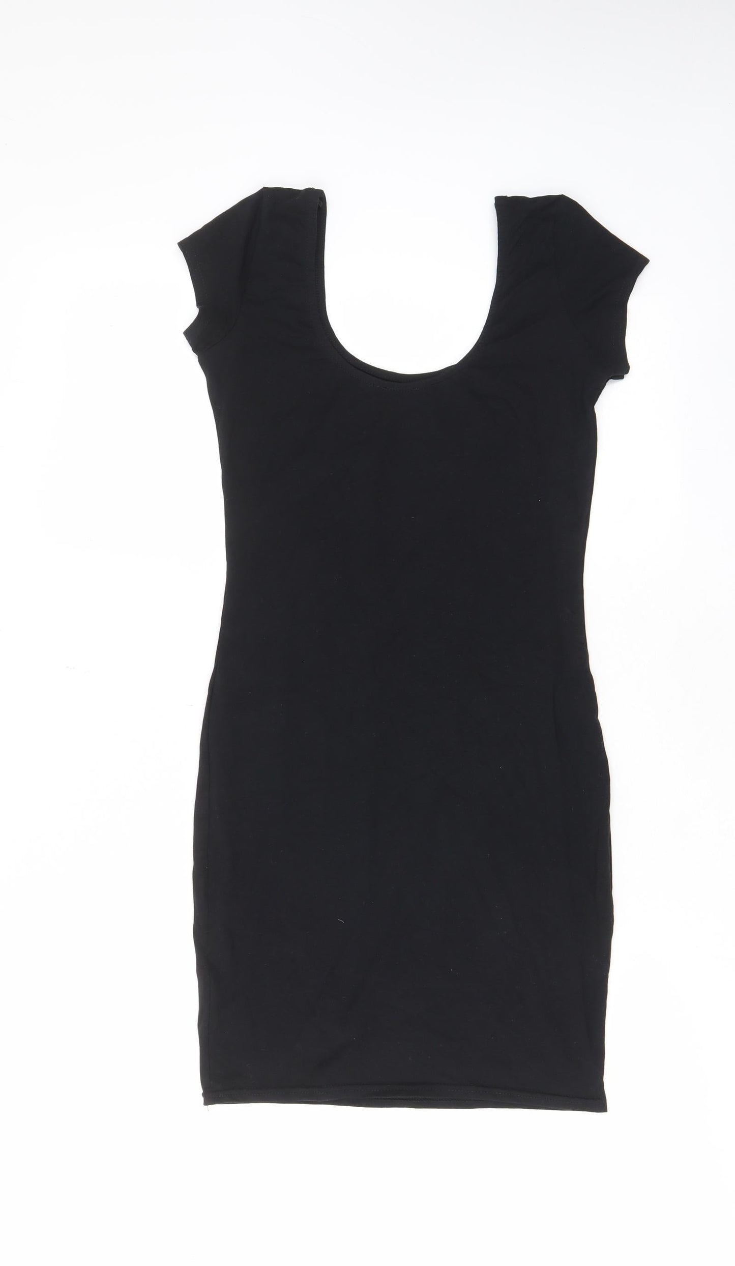River Island Womens Black Cotton Bodycon Size 10 Scoop Neck