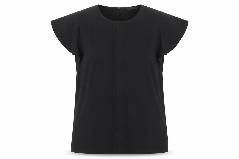 South Womens Black Polyester Basic T-Shirt Size 10 Crew Neck - Pleated