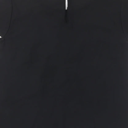 South Womens Black Polyester Basic T-Shirt Size 10 Crew Neck - Pleated