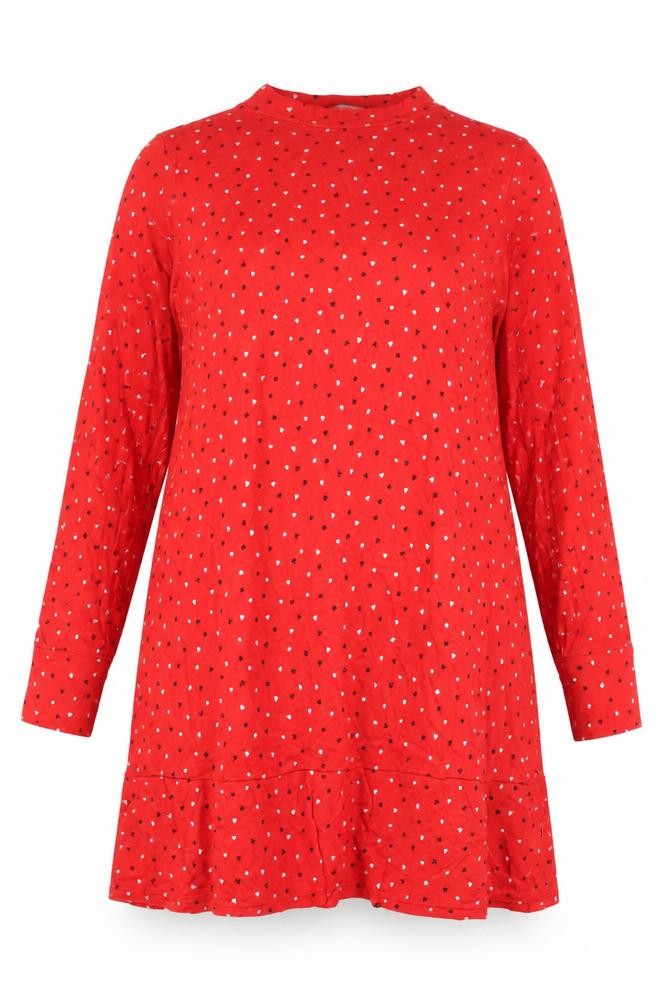 Marks & Spencer Womens Red Geometric Viscose A-Line Size 14 Round Neck Pullover