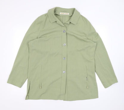 Eugen Klein Womens Green Polyester Basic Button-Up Size 16 Collared