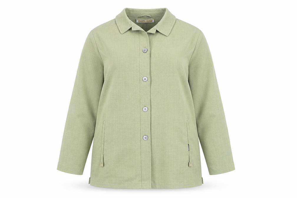 Eugen Klein Womens Green Polyester Basic Button-Up Size 16 Collared