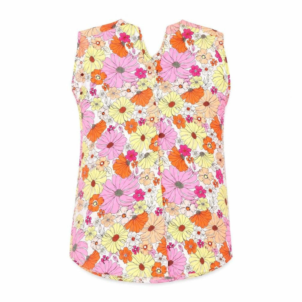 Marks & Spencer Womens Pink Floral Polyester Basic Tank Size 6 V-Neck
