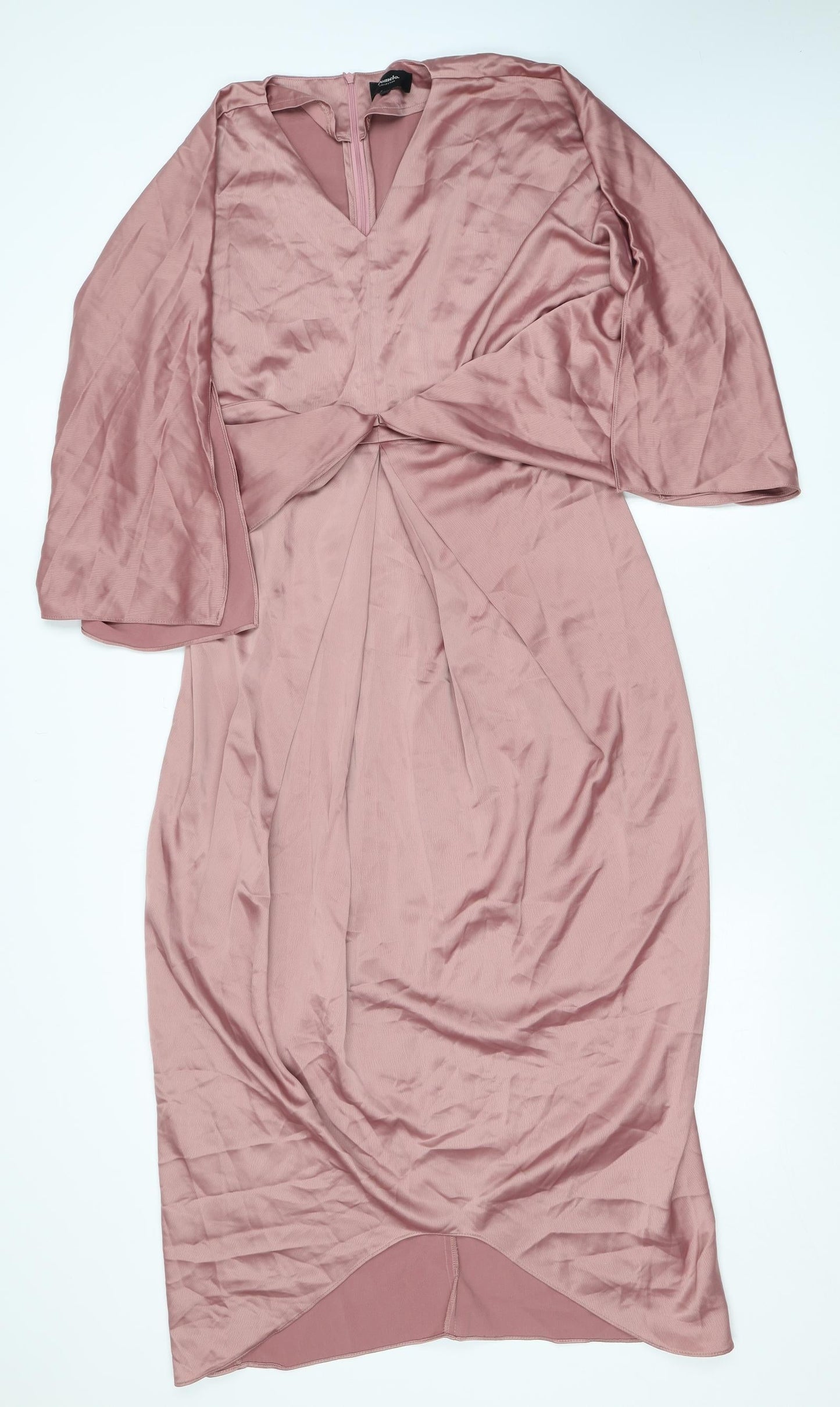 Pomelo Womens Pink Polyester A-Line Size S V-Neck Zip