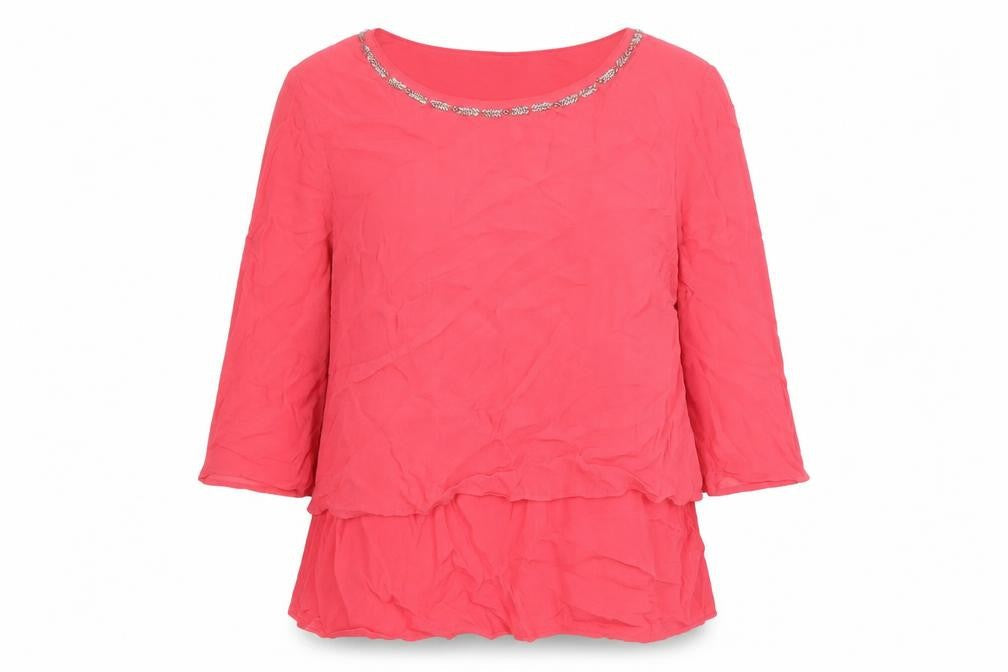 Monsoon Womens Pink Viscose Basic Blouse Size 16 Roll Neck - Beading
