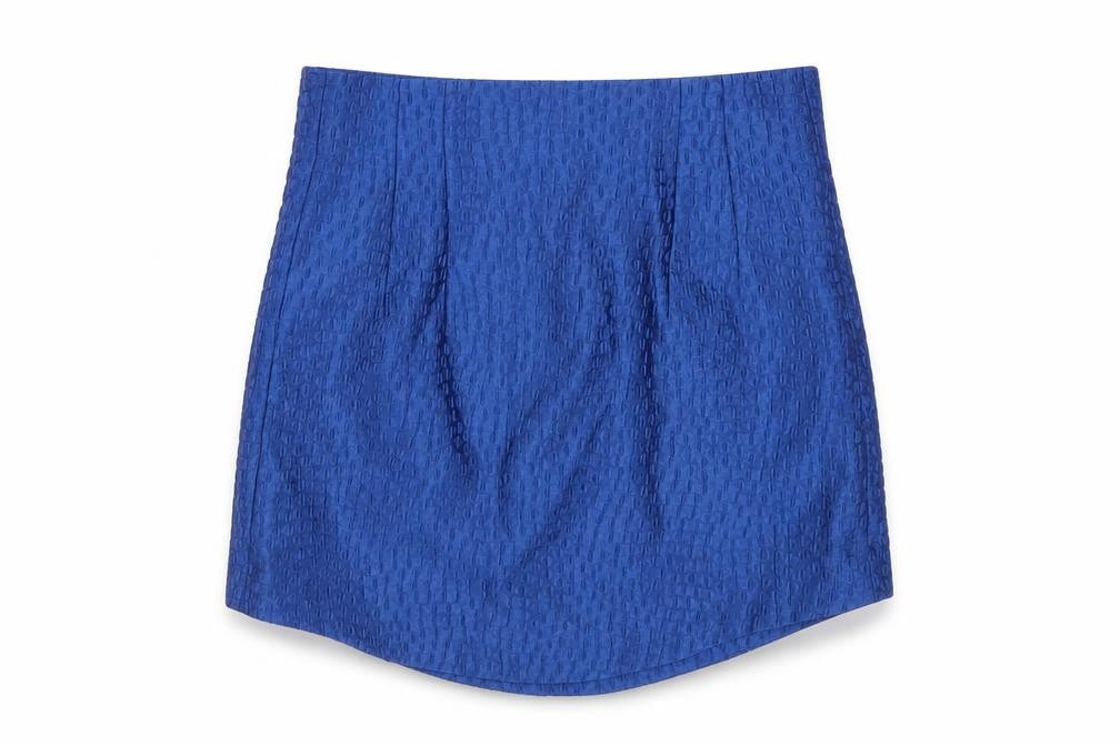 Zara Womens Blue Geometric Polyester Mini Skirt Size S Zip