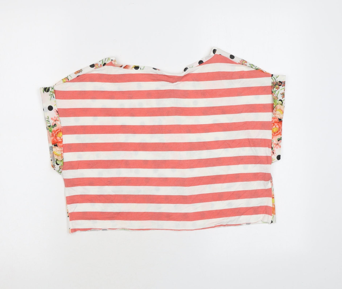 Red Herring Womens Multicoloured Polka Dot Polyester Cropped T-Shirt Size 12 Round Neck