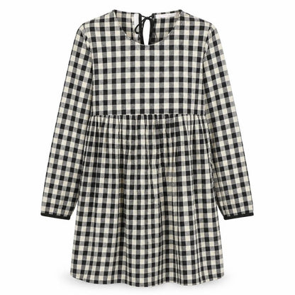 Zara Womens Black Check Polyester A-Line Size S Round Neck Tie