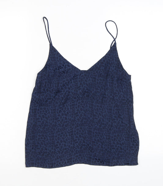 H&M Womens Blue Animal Print Polyester Camisole Tank Size 6 V-Neck - Giraffe skin print