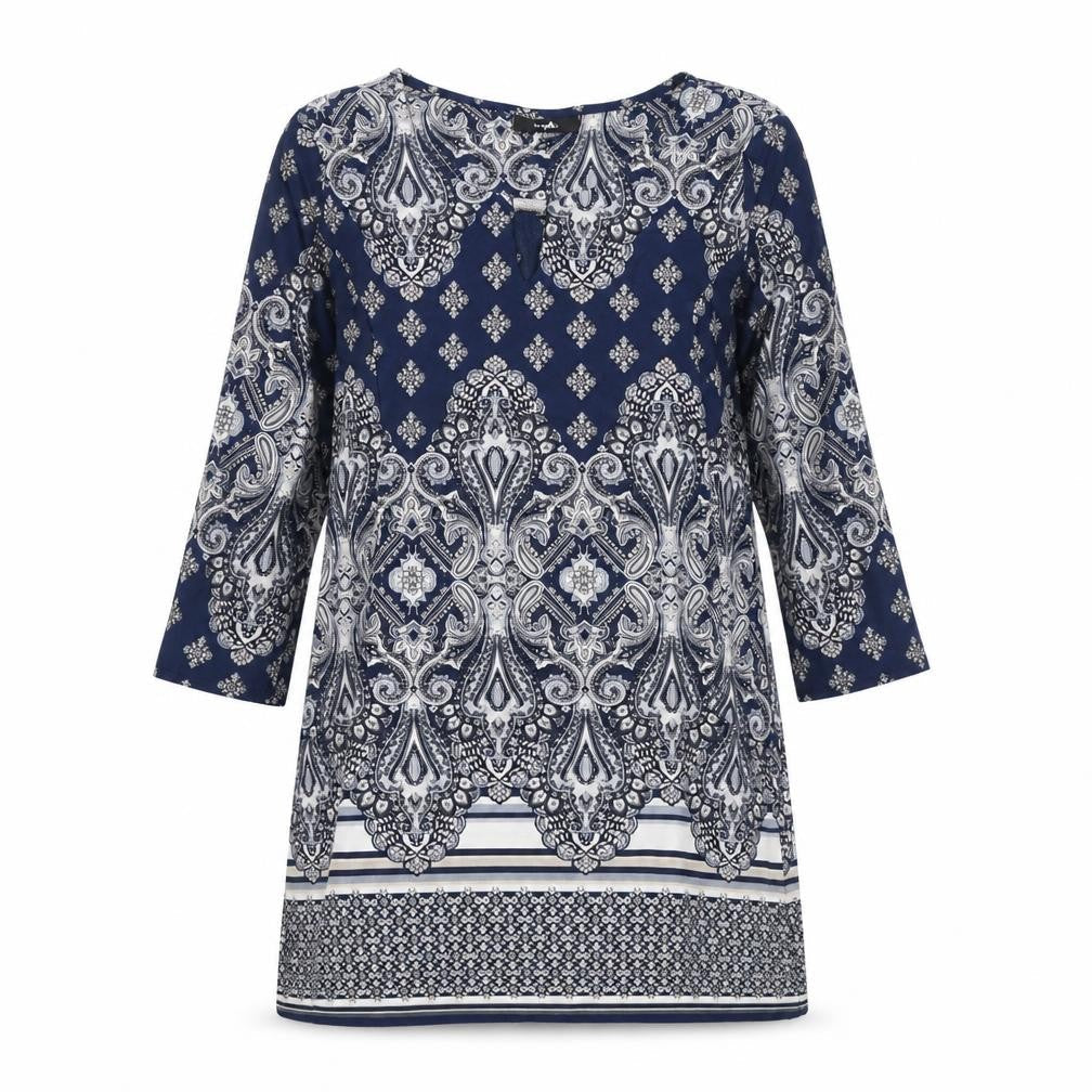 Wallis Womens Blue Geometric Polyester A-Line Size S Round Neck Pullover