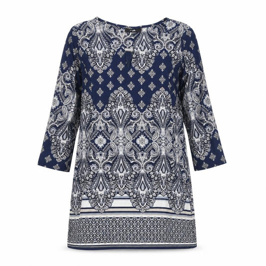 Wallis Womens Blue Geometric Polyester A-Line Size S Round Neck Pullover