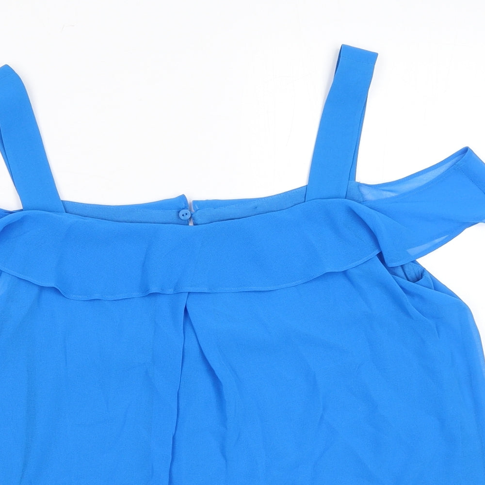 Phase Eight Womens Blue Polyester Basic Tank Size 10 Square Neck