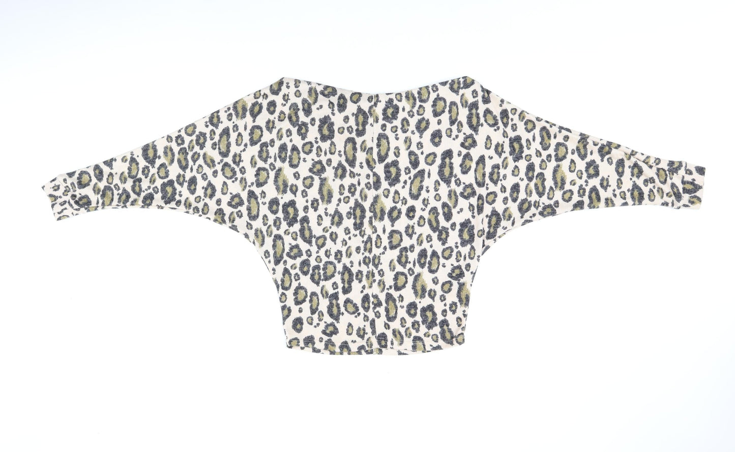 River Island Womens Beige Animal Print Polyester Jersey T-Shirt Size XS Boat Neck - Leopard print