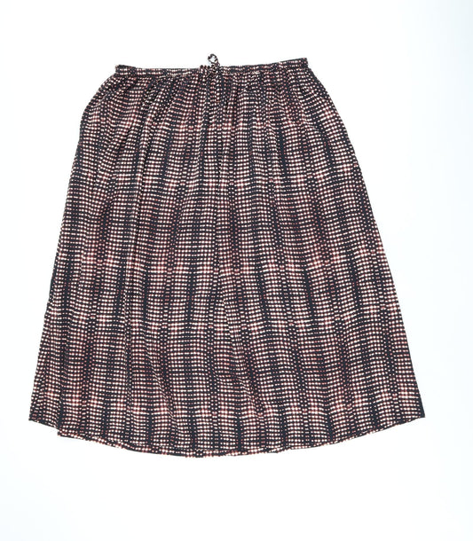 Per Una Womens Black Geometric Polyester Swing Skirt Size 16 Drawstring