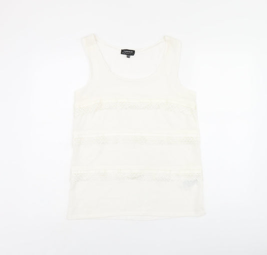 Warehouse Womens White Polyester Basic Tank Size 10 Scoop Neck