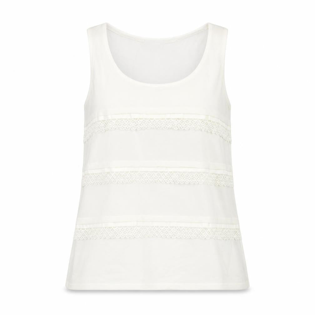Warehouse Womens White Polyester Basic Tank Size 10 Scoop Neck