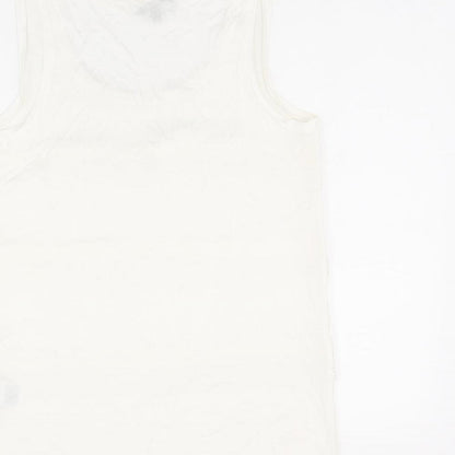 Warehouse Womens White Polyester Basic Tank Size 10 Scoop Neck