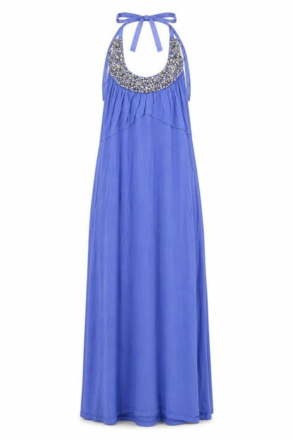 South Womens Blue Viscose Maxi Size 10 Halter Pullover