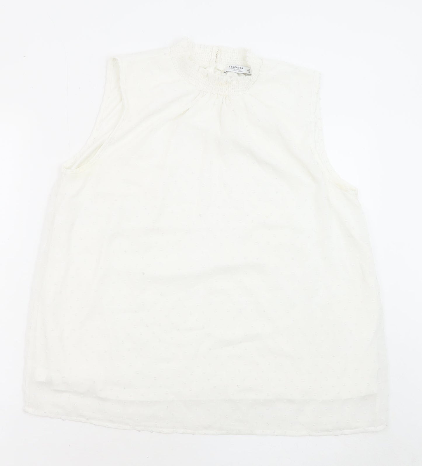 RESERVED Womens White Geometric Polyester Basic Blouse Size 12 Mock Neck