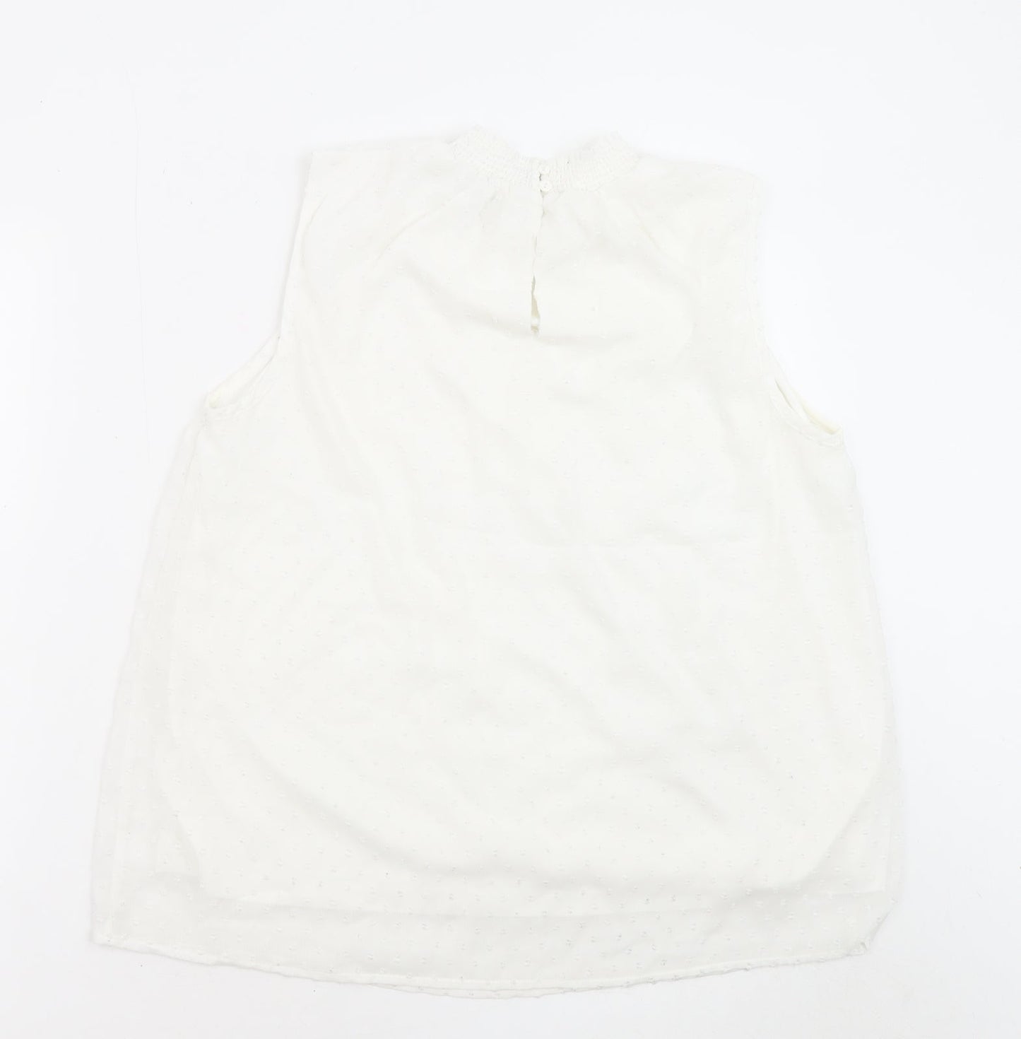 RESERVED Womens White Geometric Polyester Basic Blouse Size 12 Mock Neck
