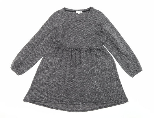 Rode Womens Grey Polyester Fit & Flare Size M Round Neck Pullover - Ruffles