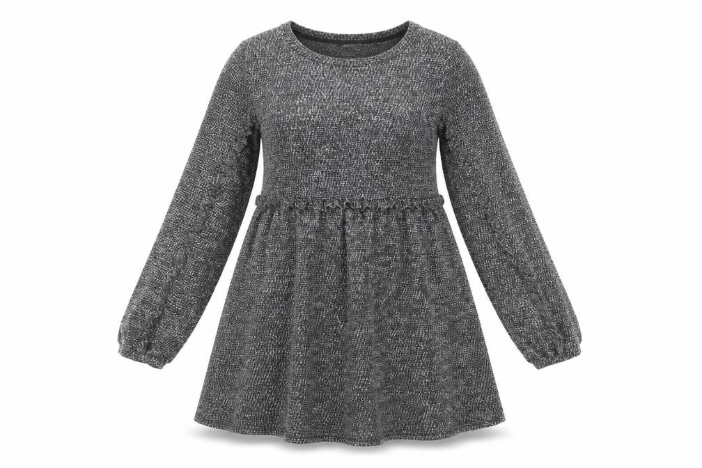 Rode Womens Grey Polyester Fit & Flare Size M Round Neck Pullover - Ruffles