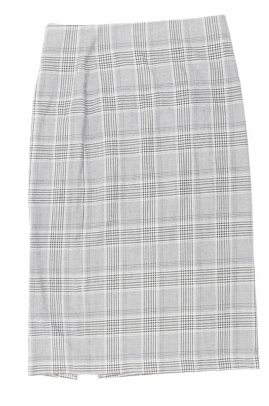 Zara Womens Grey Plaid Polyester Straight & Pencil Skirt Size L Zip - Slit