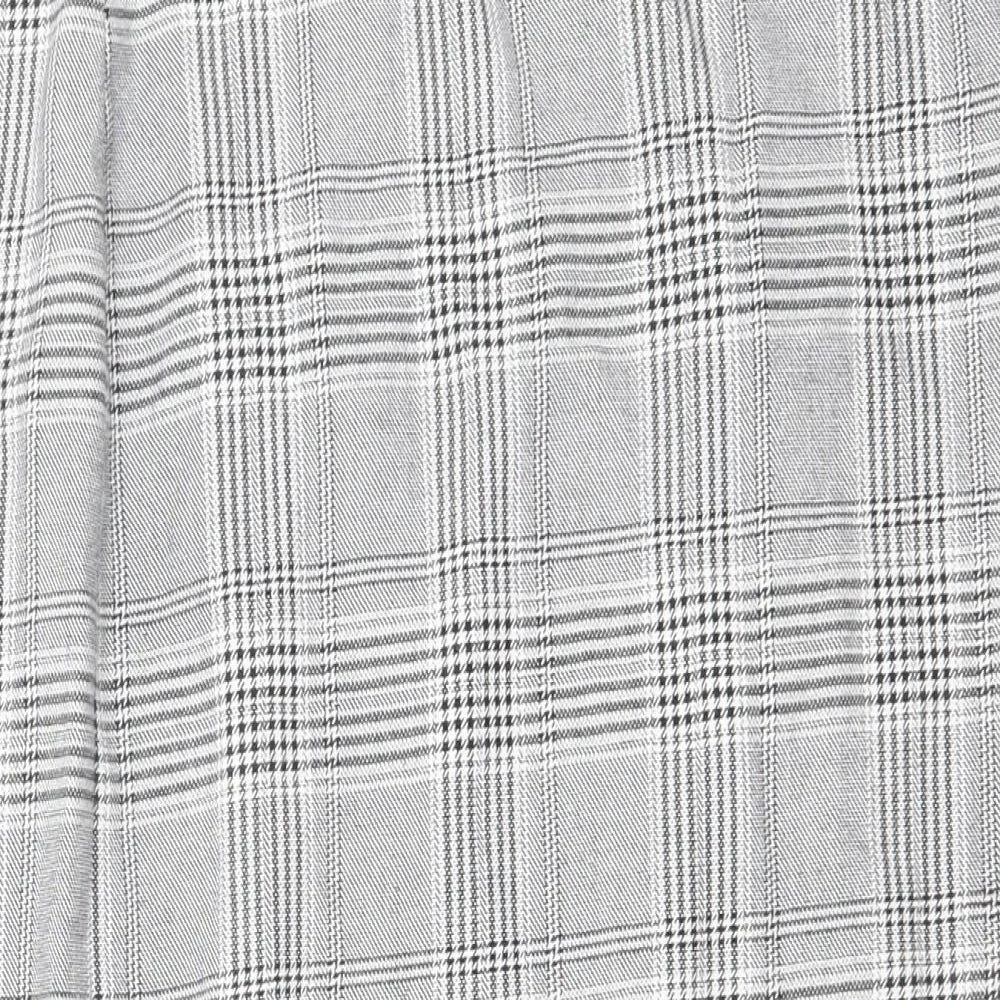 Zara Womens Grey Plaid Polyester Straight & Pencil Skirt Size L Zip - Slit