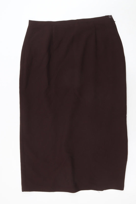 Essentials Womens Brown Polyester Straight & Pencil Skirt Size M Zip
