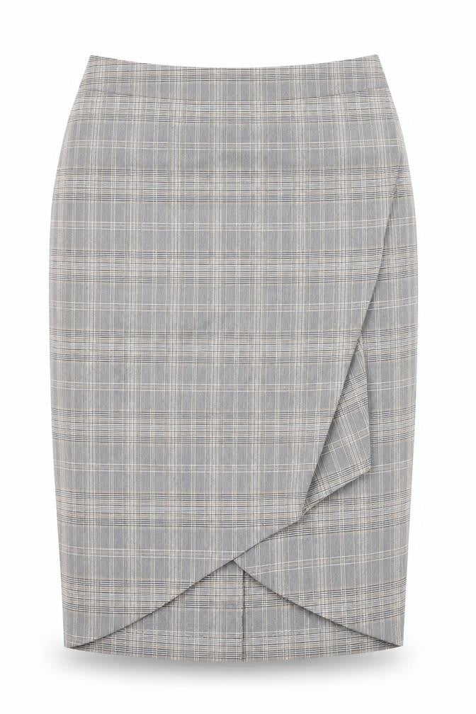 Oasis Womens Grey Plaid Polyester Straight & Pencil Skirt Size 12 Zip