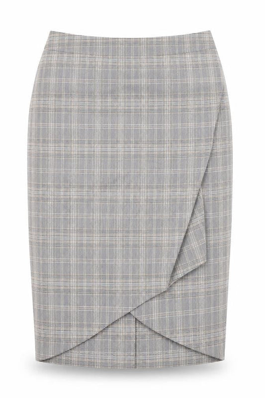 Oasis Womens Grey Plaid Polyester Straight & Pencil Skirt Size 12 Zip